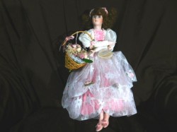 14" "ROSE"  ROMANTIC FLOWER MAIDENS PORCELAIN DOLL, BASKET, , TAG